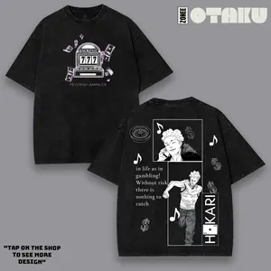 Hakari Jackpot Jujutsu Kaisen Anime Double Printed Vintage Washed Tee, Streetwear Hoodies Unisex Manga Cotton Crewneck T-shirt Gift For Anime Fan Menswear graphic