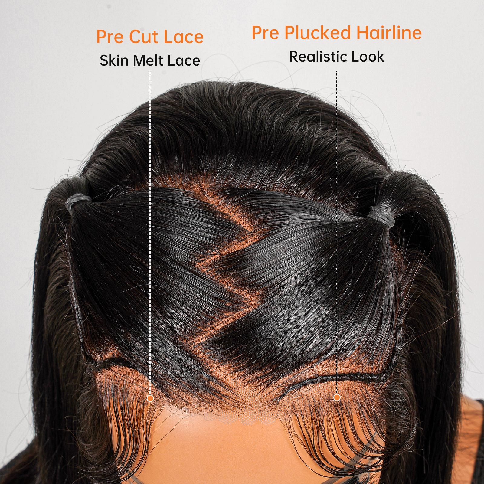 Wiggins Hair 13x4 Straight Lace Front Wigs Human Hair Pre Cut Pre Braided Bob Wig Ready Go Glueless Wig Beginners Friendly