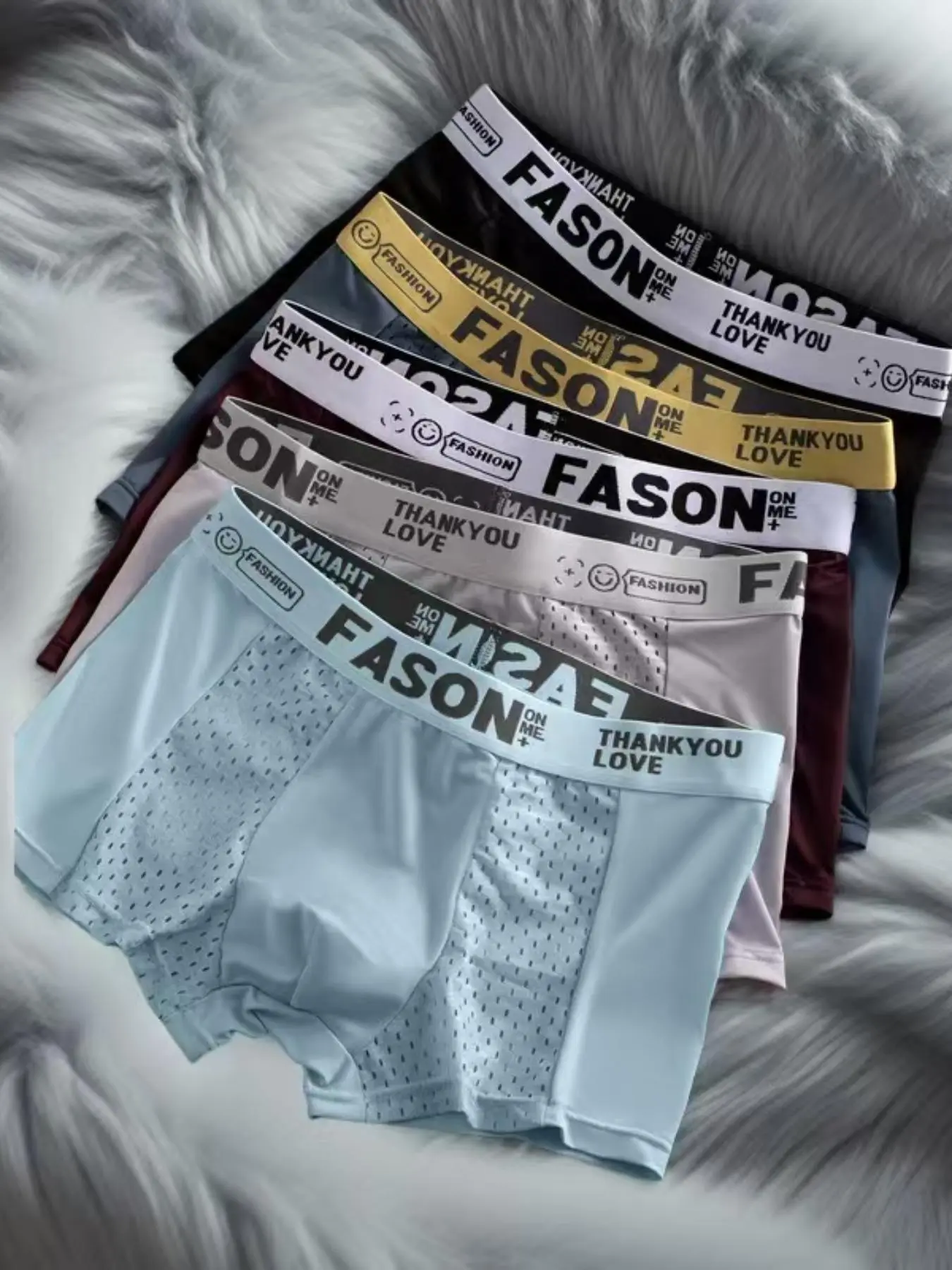 Men's Breathable Contrast Mesh Fabric Boxer Brief, Comfy Lightweight Underwear for Men, Casual Underwear for All Seasons, Menswear