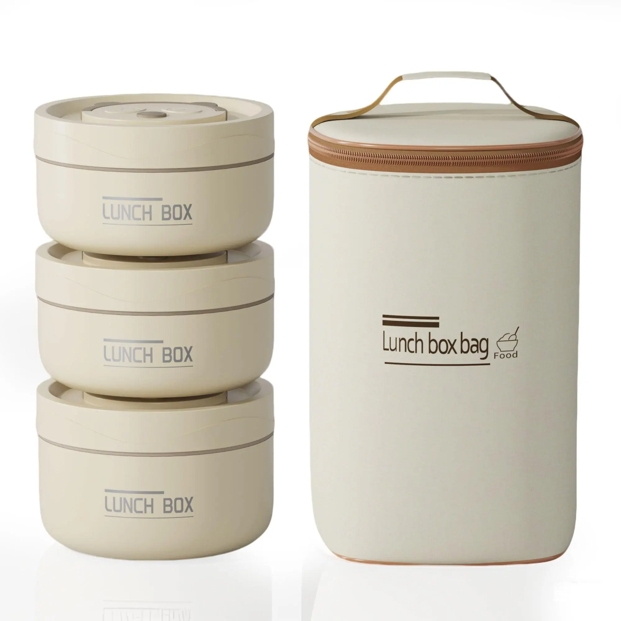 Portable Insulated Food Lunch Container Set, 1 Set Including 3 /4Counts Lunch Box & 1 Count Insulated Bag, 3/4 Separate Stackable Lunch Container for Adult & Kids Travel, Kitchenware