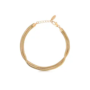 Ettika Slinky Snake Double Chain Anklet – 18k Gold Plated Brass Anklet with Adjustable Chain & Clasp Closure