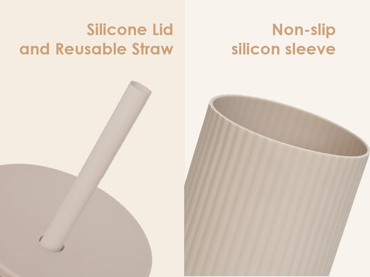 SANDJEST 20oz Glass Tumbler with Silicone Sleeve & Straw, Ideal for Hot & Cold Drinks Smoothie Iced Coffee, Aesthetic Cup for Spring Mother's Day Gift