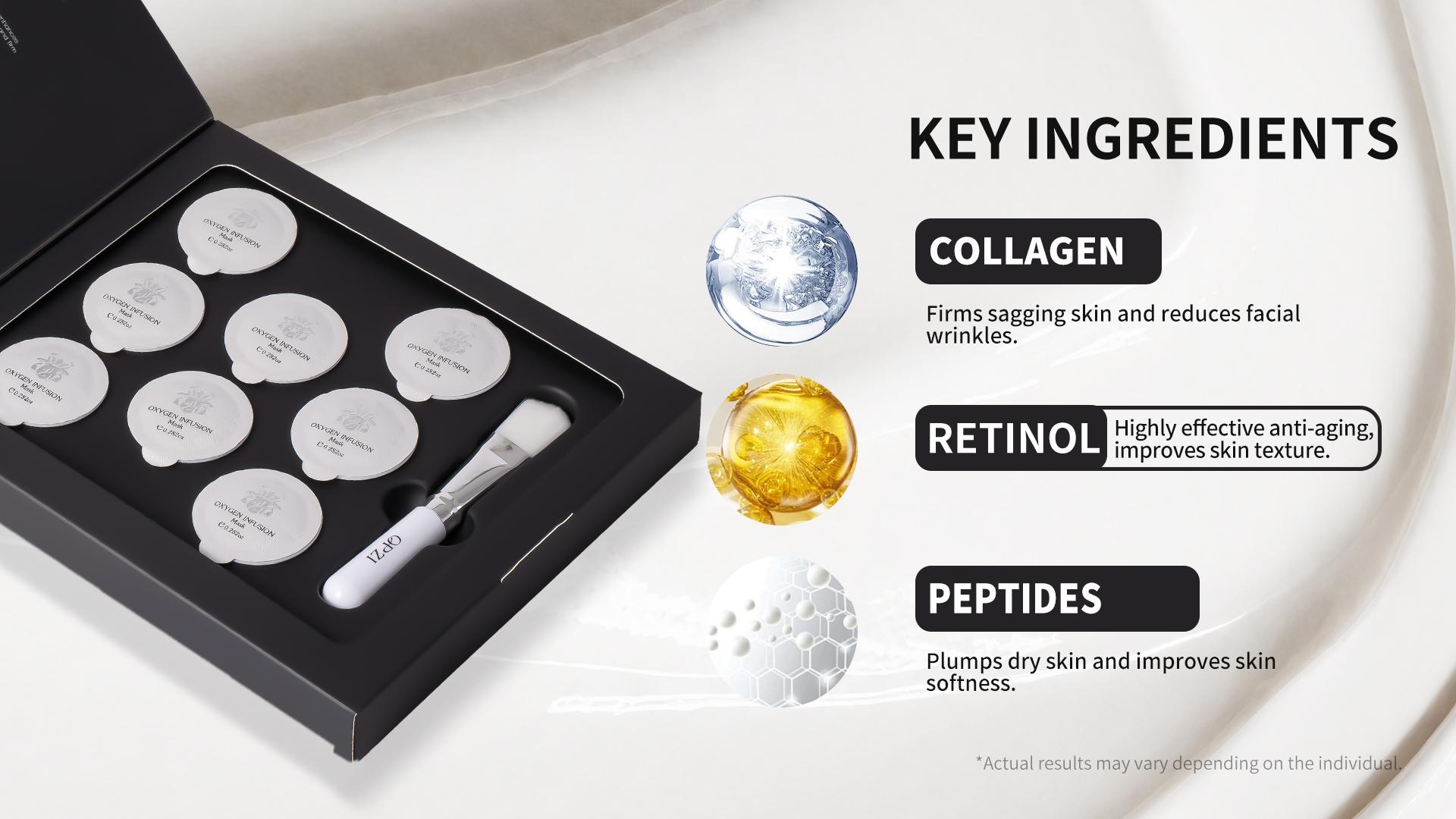 OPZI Oxygen Infusion Anti-Aging Mask | Firming, Hydrating & Radiance | 8 Treatments Soft Hypoallergenic Skin Repair Radiant Moisture Foam Retinol