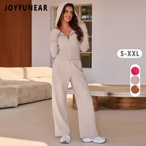 Joyfunear Women's spring and summer casual hooded top and pants two-piece set