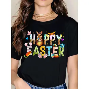 Joyful Easter Bunny and Egg T-Shirt White Celebrate Spring with Bunny Carrot and Egg Design