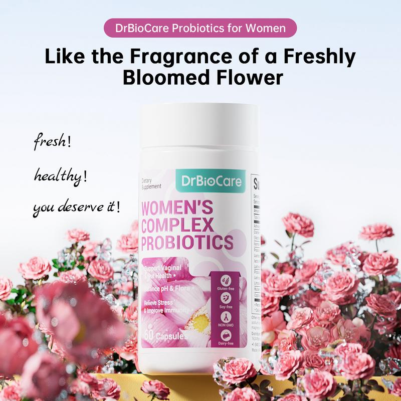 DrBioCare Women’s Probiotic + Herbal Balance Complex – 7 Strains Probiotics (20 Billion CFU) – Gut Health, Energy & Digestive Support – With Ashwagandha, Cranberry & Mulberry Leaf – Non-GMO, Gluten-Free, Soy-Free, Dairy-Free