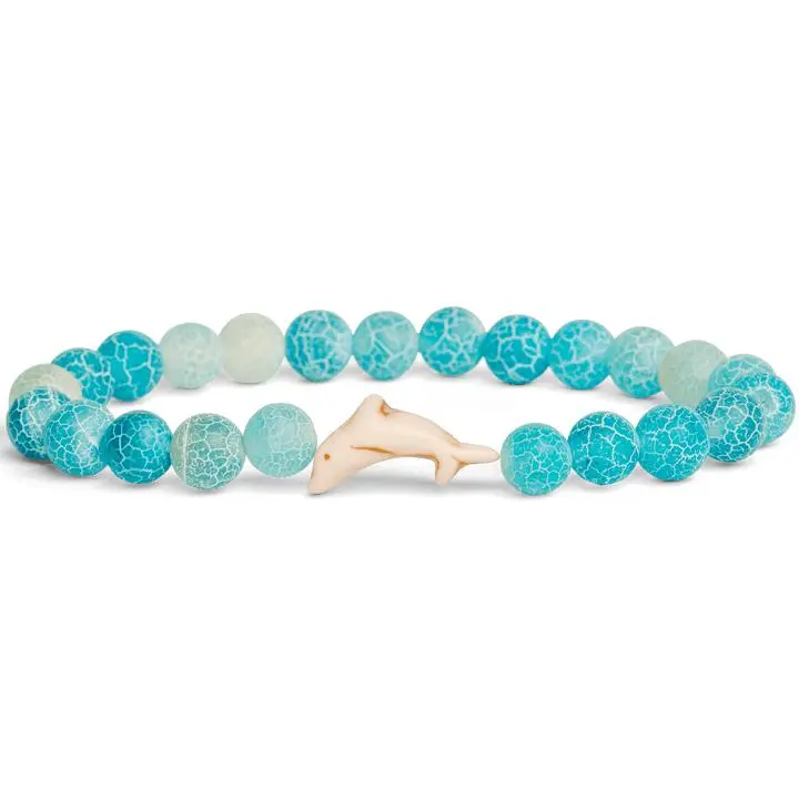 Fahlo Dolphin Tracking Beaded Bracelet - Track a Real Dolphin, Glass Bead Bracelet, Fashion Costume Jewelry Accessory, Beaded Bracelets
