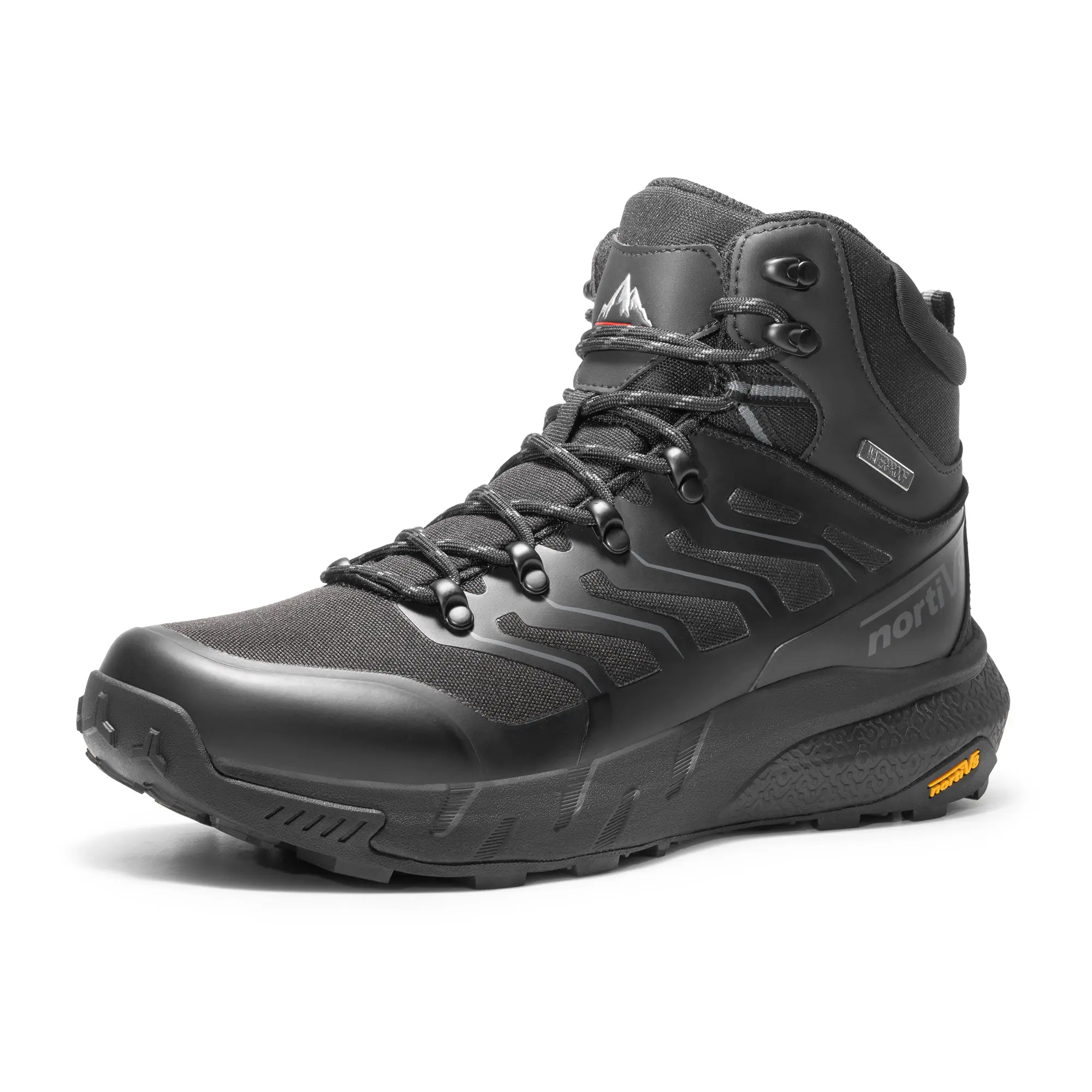 NORTIV 8 Men's Lace-Up Waterproof Oxford Fabric Leather Hiking Trek Boots, Trekking Shoes with EVA Foam Midsole for All-Season Outdoor Use