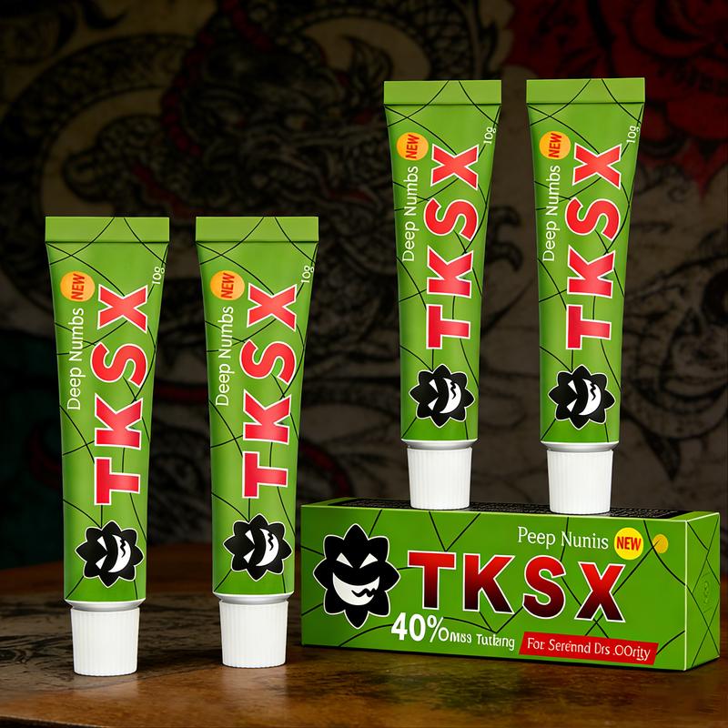 TKSX Tattoo Numbing Cream, Relief Cream for Laser Removal, Waxing, Eyebrow Threading, TKTX Tattoo External Cream (10g*4pcs)