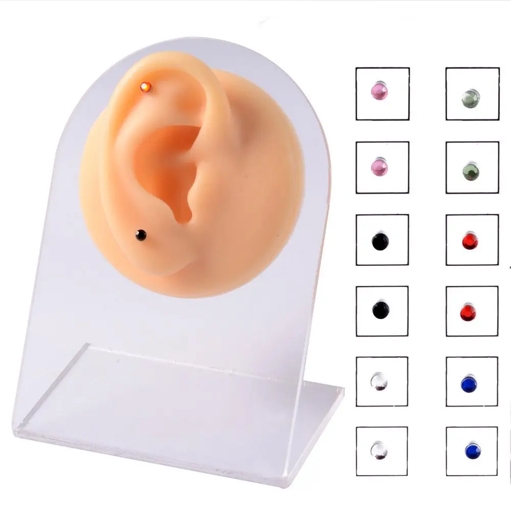 12Pcs Vibrant Stainless Steel Magnetic Ear Stud Earrings Set Colorful Crystal 3mm Non Piercing Nose Lip Rings Chic Magnetic Non-Pierced Nose Studs, Lip Nails, Small Earrings & Tiny Cartilage Studs Set Daily Vacations, Party Wear, Jewelry