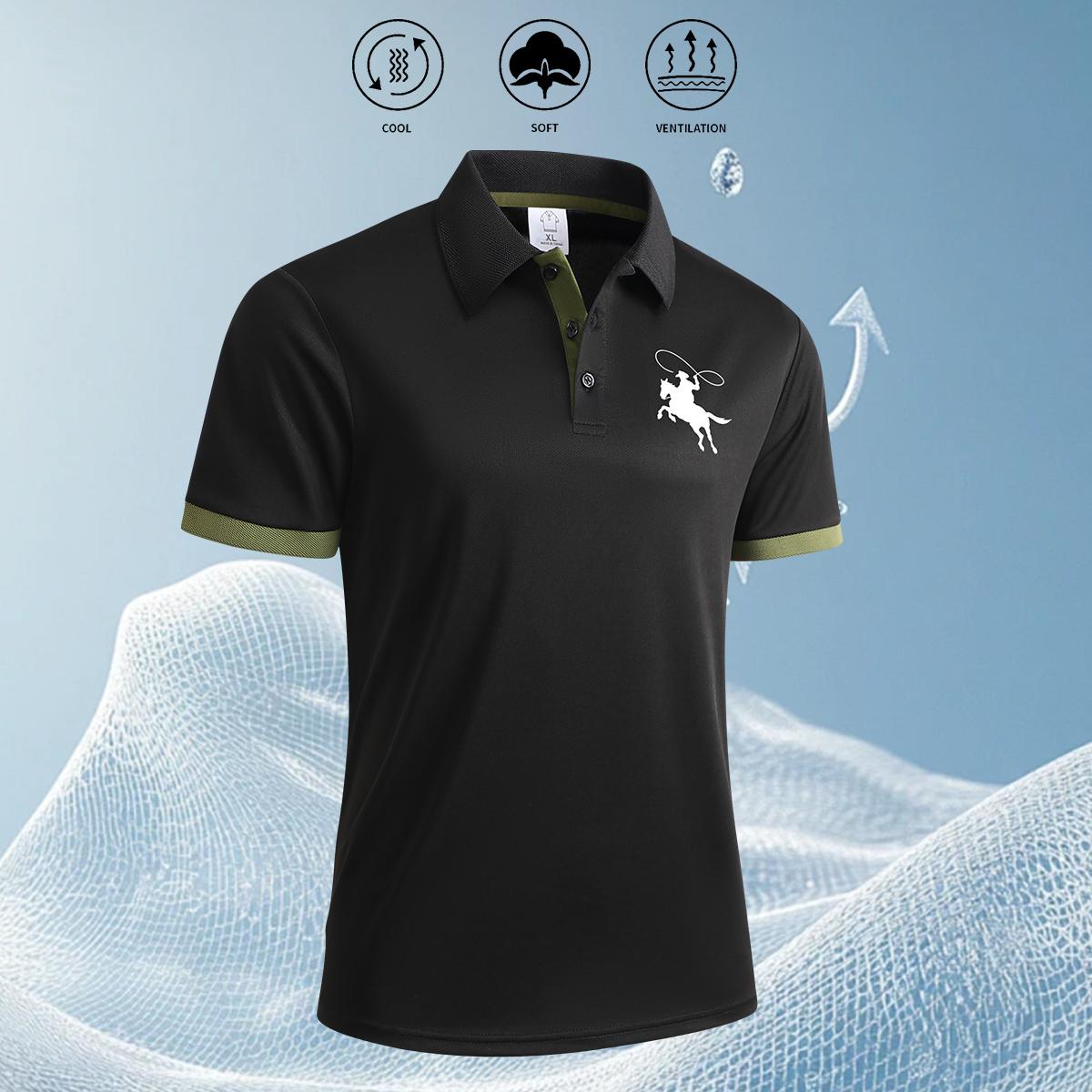 5-Pack Men's Summer Short Sleeve Polo Shirts with Stylish Contrasting Striped Neckline for Casual Wear Masculine Top