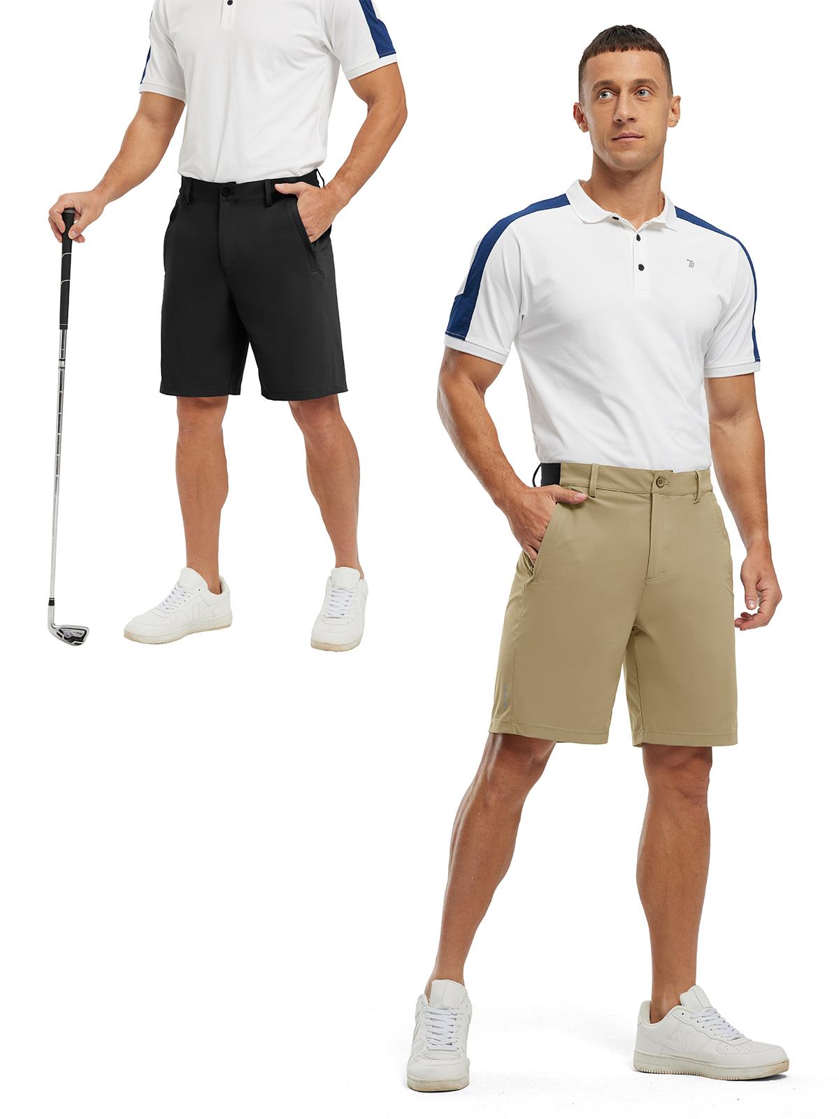 2 PACK GOPUNE Men's 9'' Golf Work Shorts Stretch Waistband Quick-Dry Fit Hiking Casual Business Dress Athletic Mens  Lightweight Pants 3 Pockets Summer fashion style 【Plus Size,32-46】#NovaTopFinds