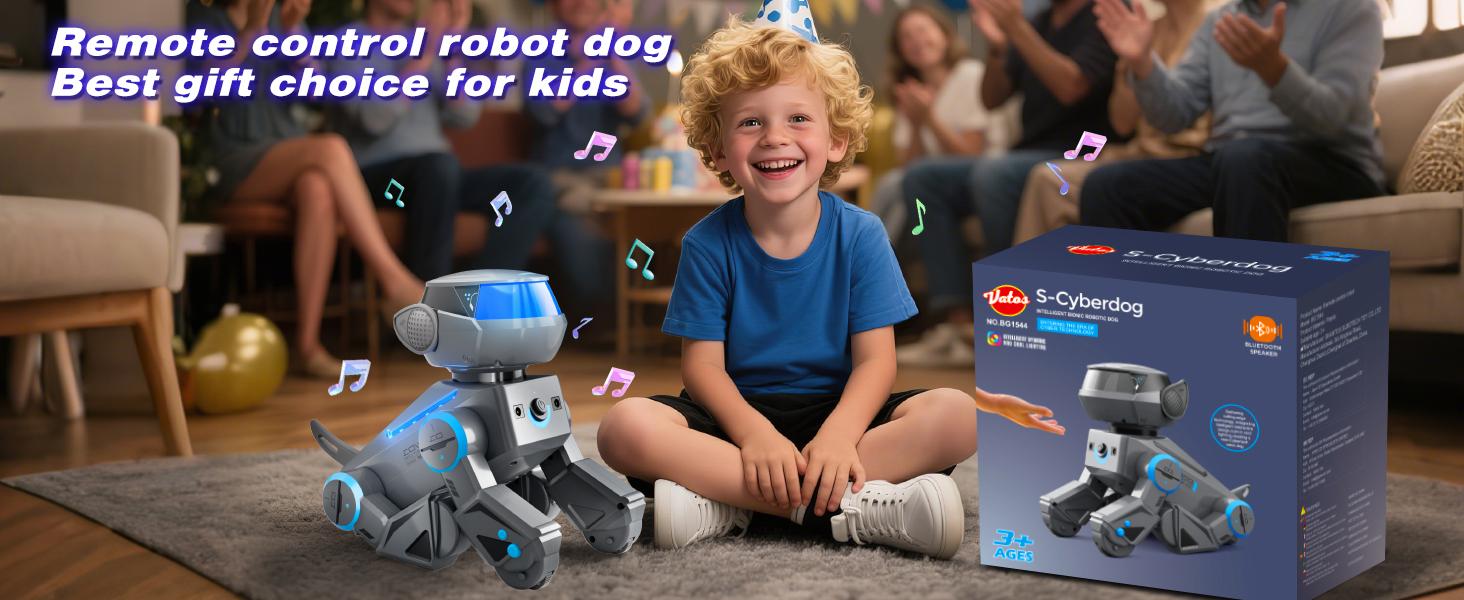 VATOS Bluetooth Robot Dog for Kids,Programmable Smart Robotic Dog with Multi-Color LED Eyes,Singing Dancing Rechargeable Remote Control Robot Pet Interactive Toy Gift for Boys & Girls Ages 3-8 Grey