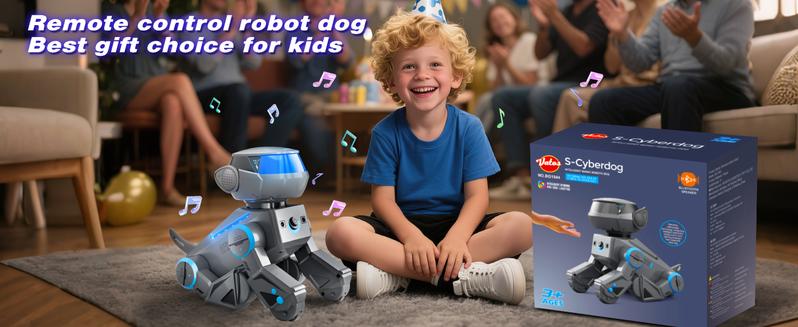 VATOS Bluetooth Robot Dog for Kids,Programmable Smart Robotic Dog with Multi-Color LED Eyes,Singing Dancing Rechargeable Remote Control Robot Pet Interactive Toy Gift for Boys & Girls Ages 3-8 Grey