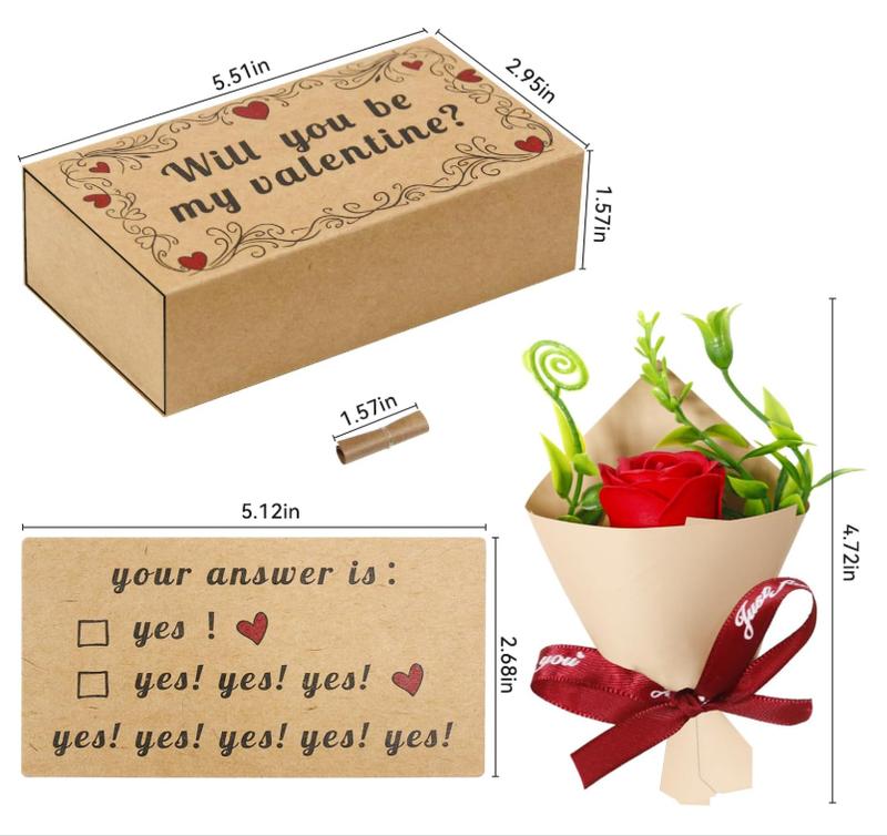 Will You Be My Valentine Card – Handmade Matchbox Gift with Mini Rose Gift, Cute Romantic Surprise for Her or Him, Perfect for Anniversary, Valentine’s Day & Couples