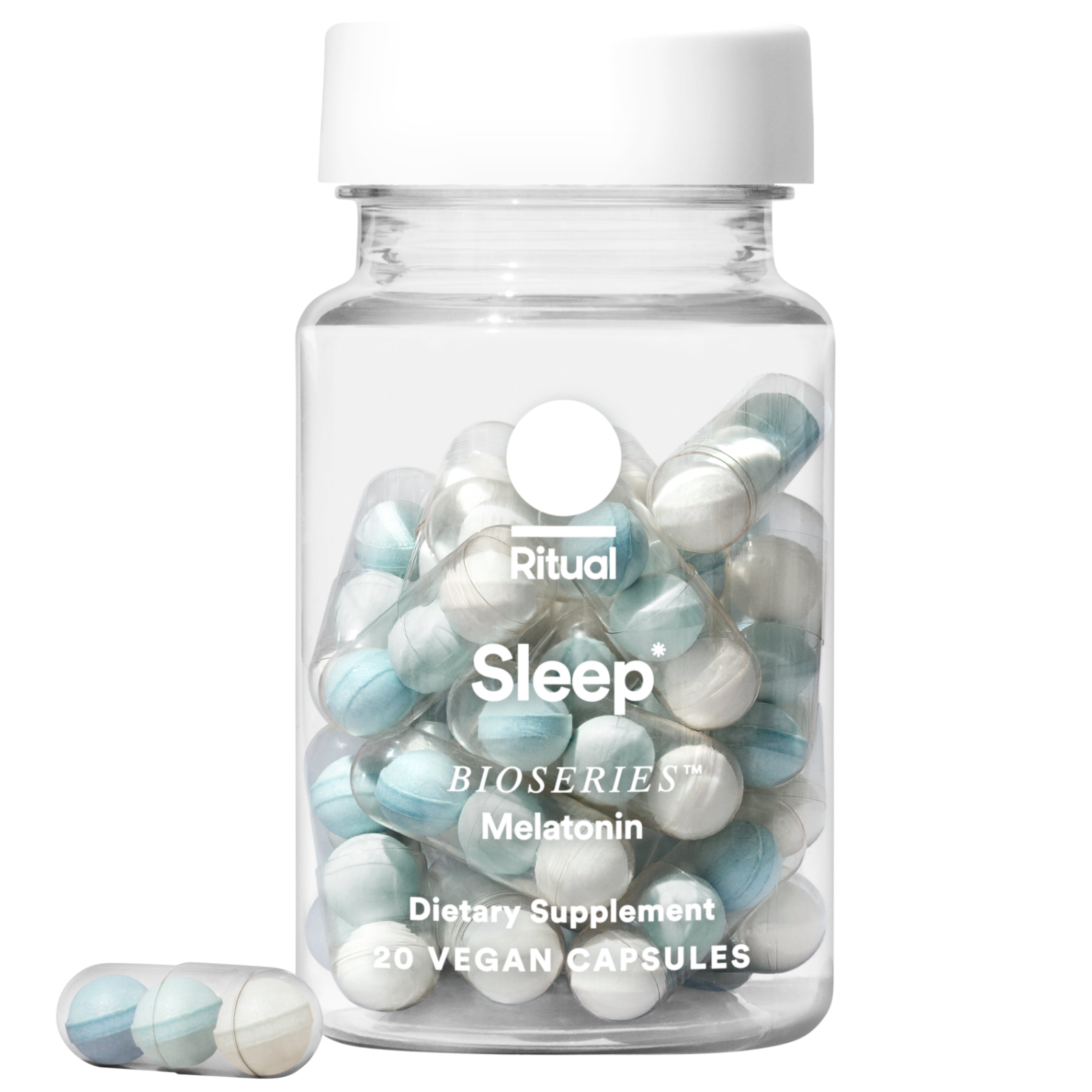 Ritual Sleep BioSeries™ Melatonin: Sleep Aid for Adults, Sleep Supplement with Time Released Capsules, Drug Free Sleep Vitamins for Adults for All Night Sleep Support, 20 Capsules
