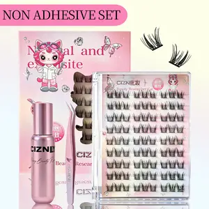 Korean Style Cat-Eye False Eyelashes - High Volume 90 Clusters, DIY Single Clusters. Natural, Realistic, Dense C-Curve, Perfect for Both Camera and Daily Wear. Segmented Lash Extensions, Easy for Beginners. Length: 10-12mm！！