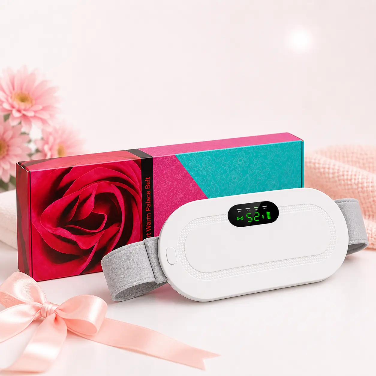 Cordless Rechargeable Heating Belt for Women - 3 Heat Levels, 4 Massage Modes, Portable Party Gift for Menstrual Cramps