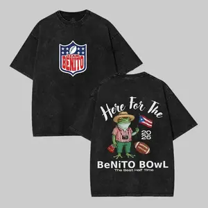 180gBenito Bowl 2026 Vintage Washed Graphic Tee, Fun Football Bad Bunnie Design Shirt, Team Benito Shirt, Here For The Benito Bowl The Best Haft Time Unisex style for both men and women