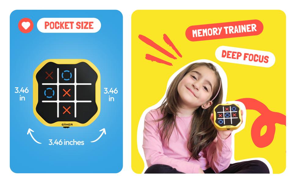 Tic Tac Toe Bolt – Console électronique portable – Jeux éducatifs de voyage – Cadeau pour enfants et adultes – Pour tous les âges – Croissance de la mémoire (jaune