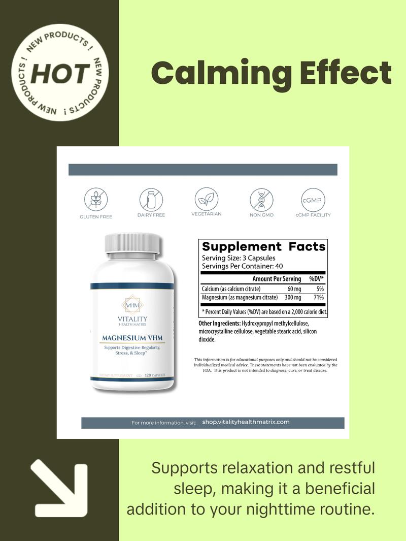 Magnesium VHM - 120 Capsules for Digestive Regularity Stress & Sleep Support - US Healthcare Supplement Magnesium VHM - 120 Capsules for Digestive Regularity Stress & Sleep Support - US Healthcare Supplement