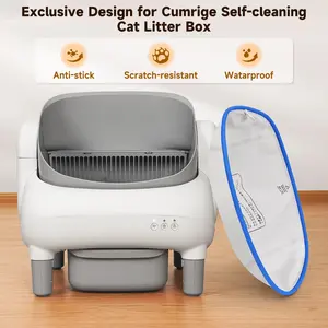 Self-Cleaning Waterproof Litter Box Liners, Replacement Liners for Self-Cleaning Litter Boxes, White with Blue Trim, 14.96 x 11.81 Inches, Leak-Proof Protection, 2 Pack