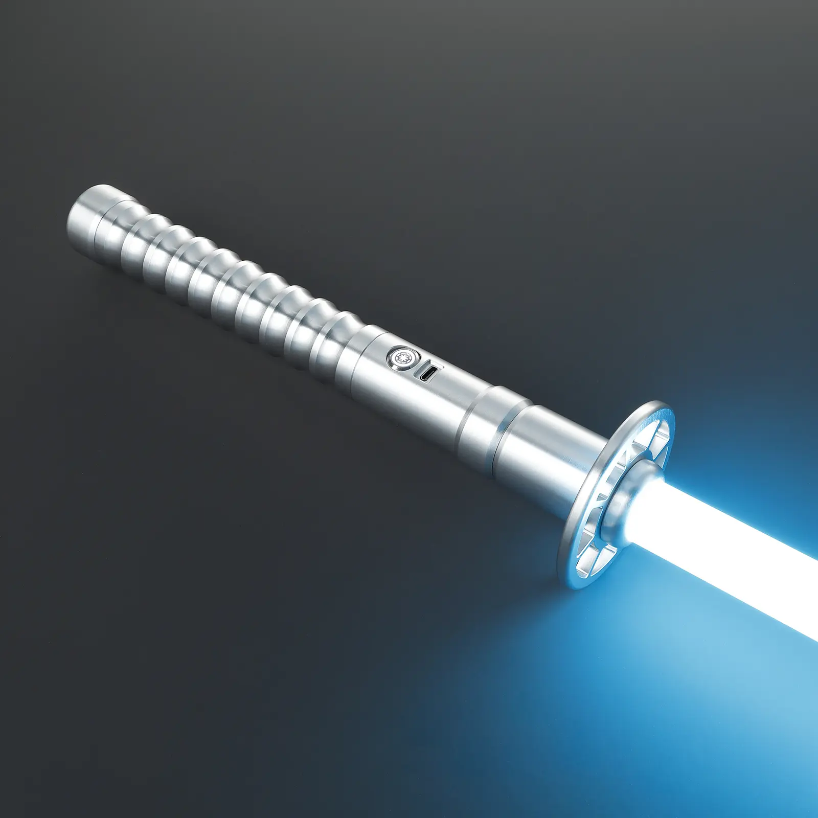 Unisex Heavy Dueling Neopixel Lightsaber Set - Silver/Black Aluminum Handle, Customizable RGB Glowing Plastic Blade, Bluetooth App, Motion Control Activation, Rechargeable Battery, Accessories, Toy Sword for Sports Play, Advanced Technology, Batteries