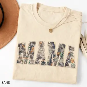 Hunting Mama T-Shirt, Camo Mama Shirt, Mother's Day Gift, Camouflage Mama T-Shirt, Varsity Mama Shirt, Retro Mam Shirt