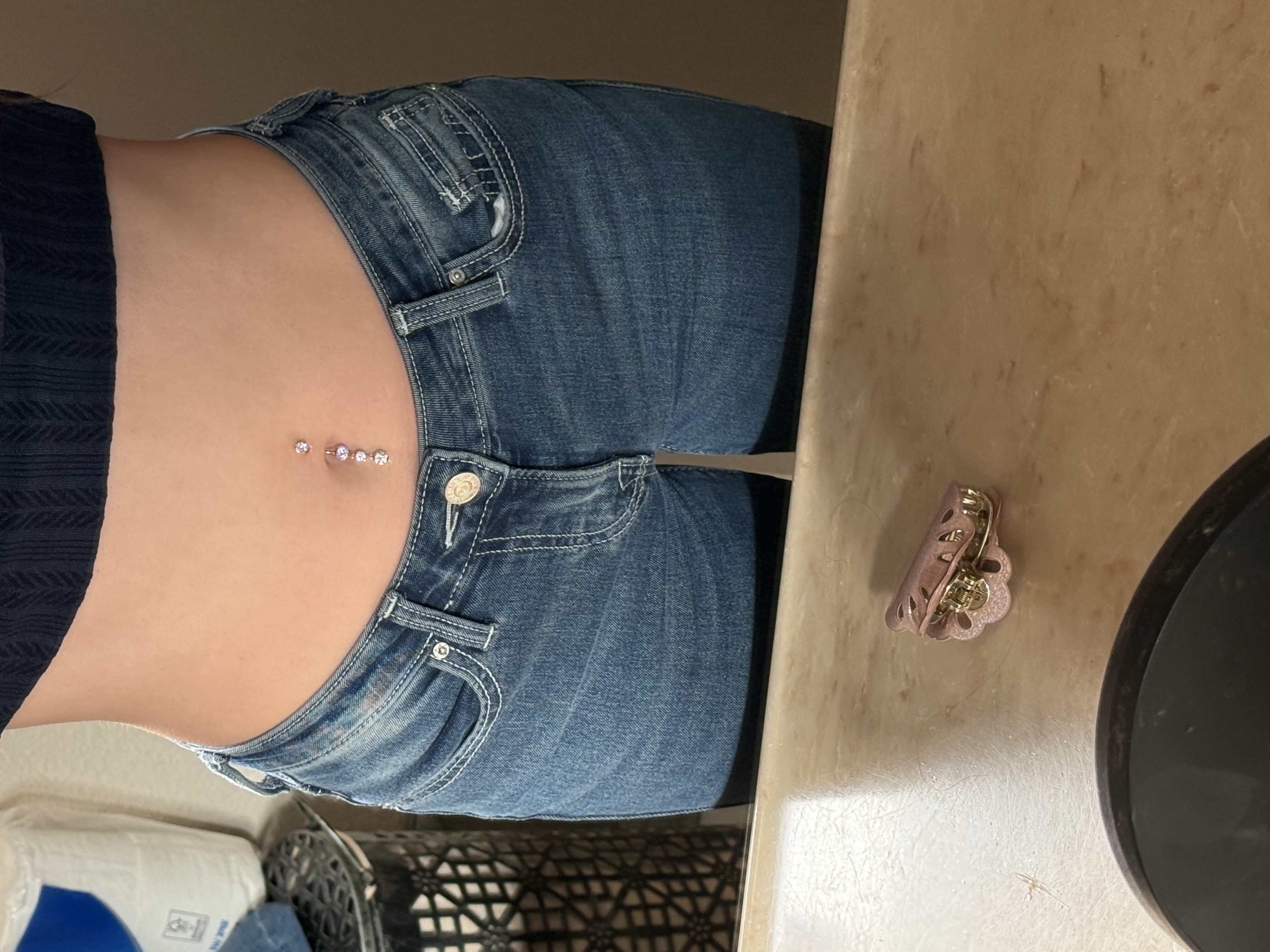 Oufer 14G G23 Titanium AAAAA+ Grade CZ Dangle Belly Button Ring - 10cm, 12cm, 14cm, 16cm - Vertical Labret Jewelry