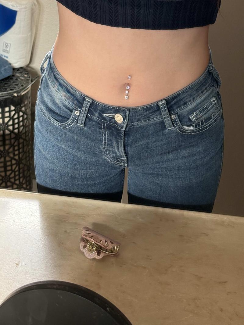 Oufer 14G G23 Titanium AAAAA+ Grade CZ Dangle Belly Button Ring - 10cm, 12cm, 14cm, 16cm - Vertical Labret Jewelry