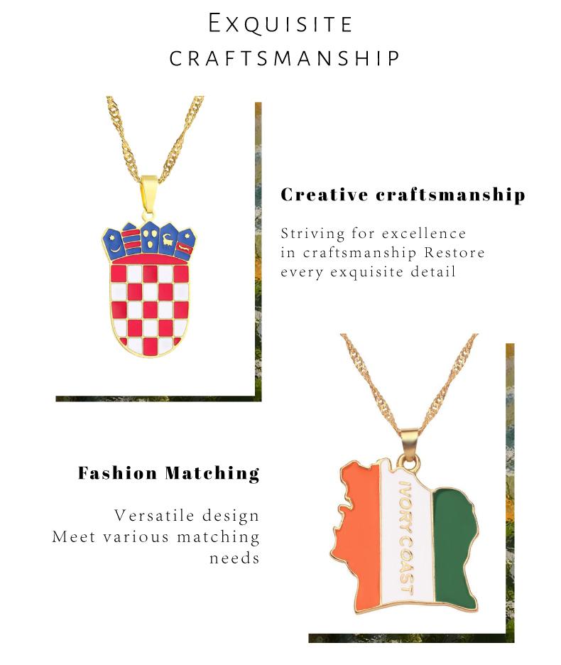 GGIRL Fashion World Map Pendant Necklace 18K Gold Plated National Flag Design for Men Women Neutral Gift Travel Enthusiast Modern Versatile Streetwear Statement Jewelry，Fashion Jewelry Gift for Holiday Haul Christmas Birthdays Anniversaries