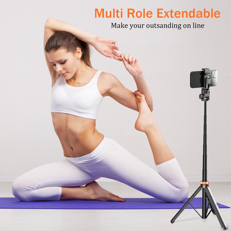 62" Phone Tripod Selfie Stick Tripod with Remote, Enhanced Stability for Travel, Compatible with iPhone 15/14/13 & Android Devices