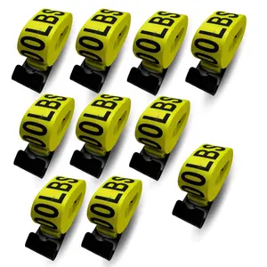 TORQUE 10 Pack of Heavy Duty Winch Straps 4 Inch x 30 Ft Tie-Down Cargo Control Straps for Flatbed Trailer Trucks