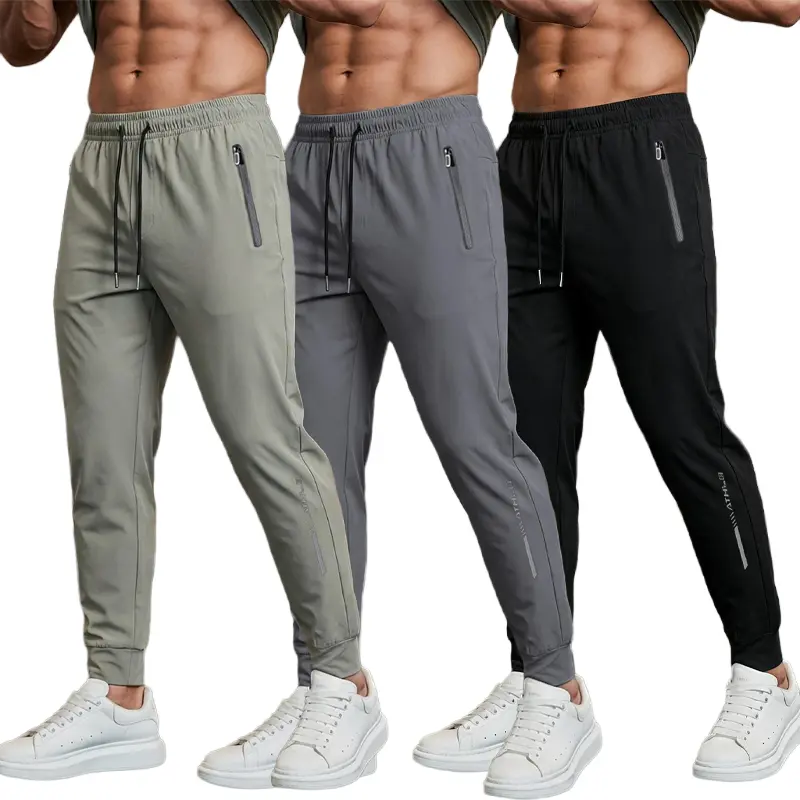 Men’s Stretch Cuffed Athleisure Pants - Lightweight, Breathable Fitted Cut Polyester Sweats for Active Wear, Spring/Summer Fashion, Male Clothing, Men’s Clothes