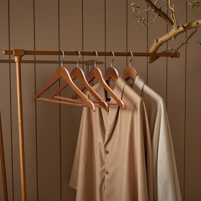 BePatio 17.32in" Soild Wooden Coat Hangers,10~30 Pack Clothes Hangers ,Natural Wood Suit Hangers with Non Slip Pant Bar & 360 Degree Rotatable Hook ,Clothes Hangers for Shirts, Jackets, Dress, Pant, Perfect for your closet.
