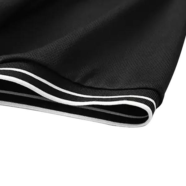 Five-piece men’s casual short-sleeve polo set—quick-dry golf and tennis shirts, comfortable riding wear, stylish men’s sportswear—ideal for casual gatherings, vacations, and travel; contrast color design at the neckline and cuffs.