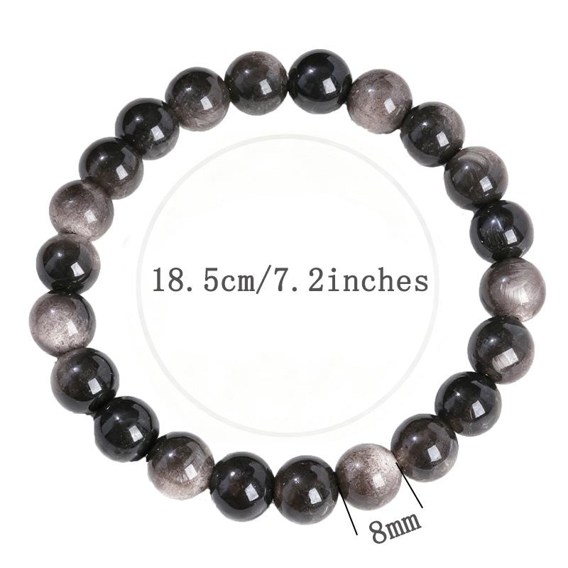 Premium Gemstone Bracelet For Men 8MM Natural Stone Stretch Adjustable Black Crystal Beaded Bracelet for Men Women Jewelry Gifts