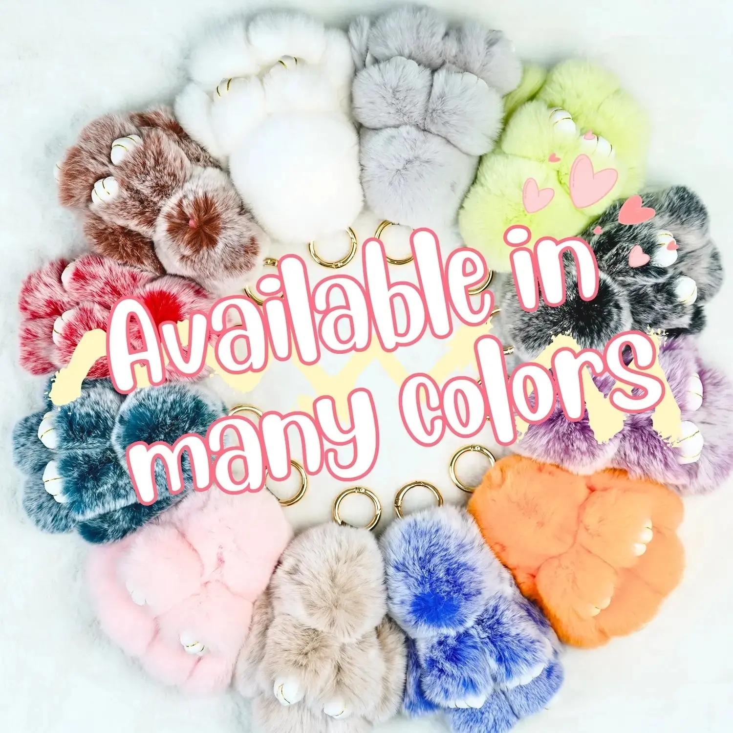 BunnyLulu Handmade Fluffy Bunny PomPom Keychain with Designed Tin Box, – Cute Eater Basket Gift, Travel Accessory & Birthday Present for Girls & Women