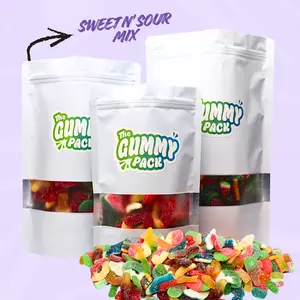 Sweet & Sour Variety Gummy Mix - The Gummy Pack - 1/2 lb, 1 lb, 2 lb, & 3 lb - Blue Sharks, Sour Cherries, Gummy Ice Pops, Watermelon Slices, Rainbow Bricks - Quality Ingredients & Freshness Guaranteed - Chewy, Soft, & Juicy - Candy Snack