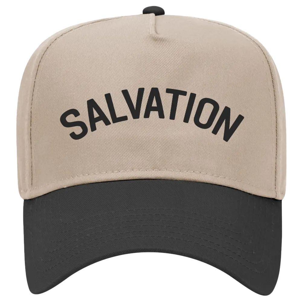 TRENZ SHIRT COMPANY Christian Trucker Adjustable Hat, 5-Panel Cotton Snapback with 'Blessed' Text and Mid-Profile Design, Embroidered With 'Salvation' Text, Classic Panels, Everyday Wear, Polyester
