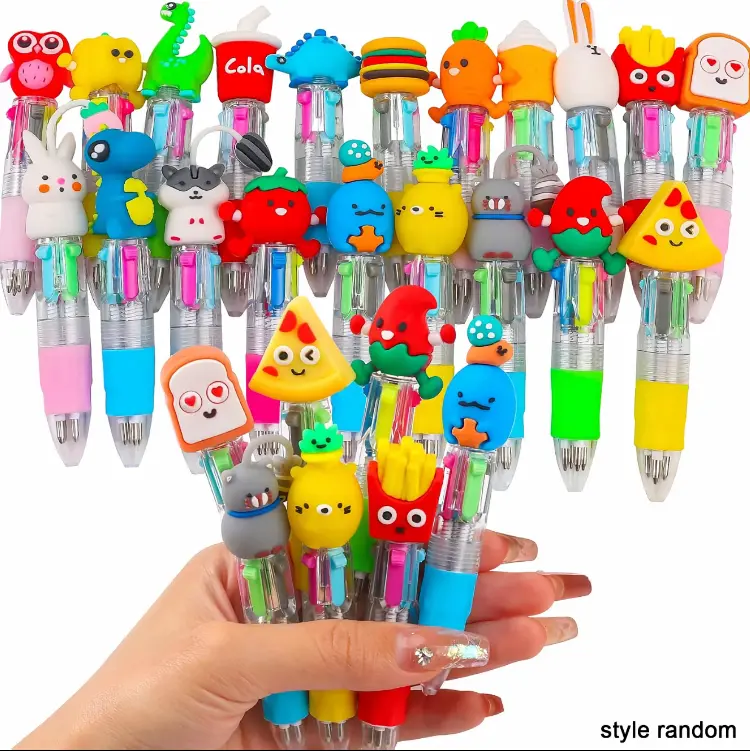 Assorted Cartoon Multi-Color Retractable Pens, 20/30 Count Bulk Pen Set, 4-in-1 multicolor pen for Students, Classroom, Party Favors & Daily Use