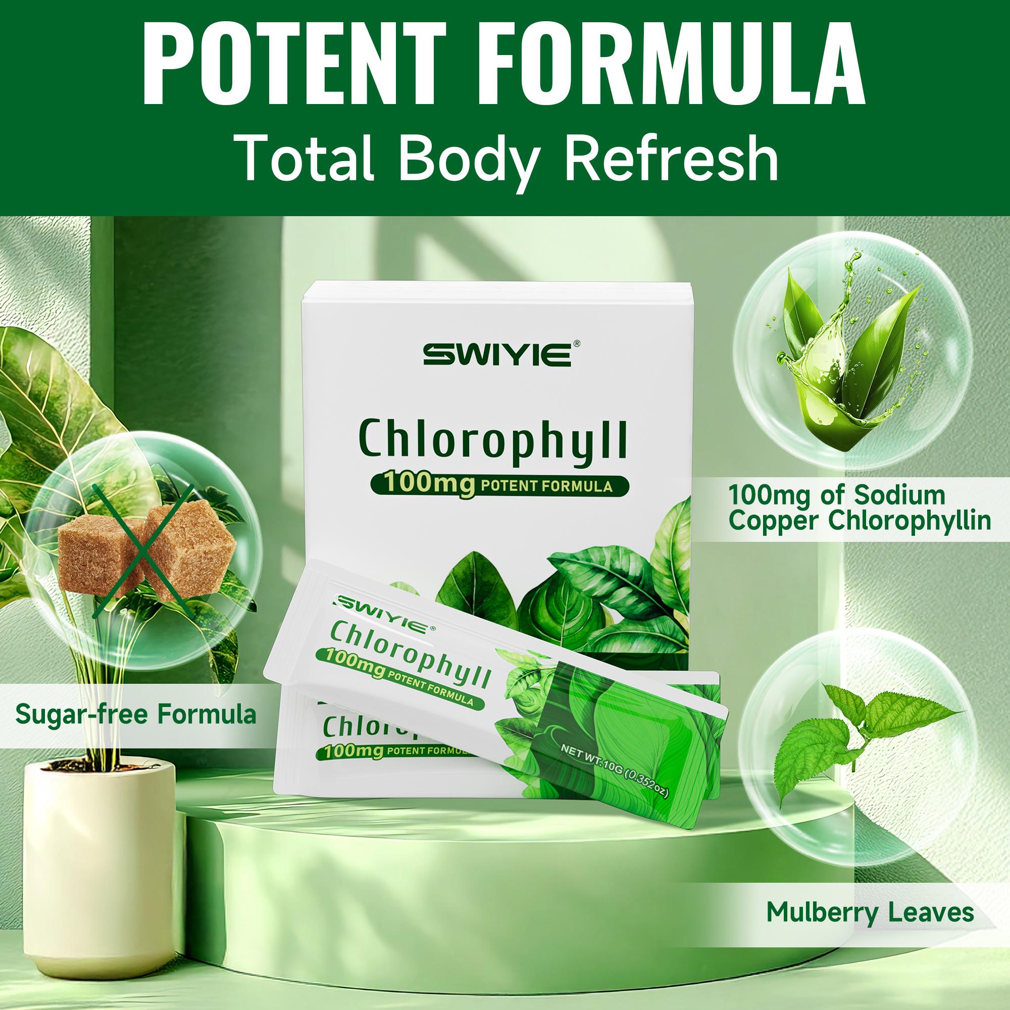 Swiyie Chlorophyll Jelly – Skin Clarity & Liver Support –, 30 Pack Edible Healthcare Fitness Dietary Natural Plant-Based, Portable, Vegan-Friendly