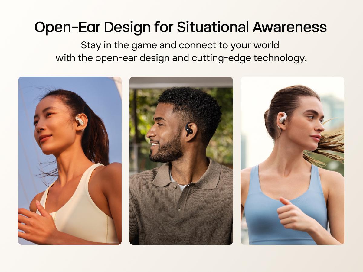 SHOKZ OpenFit 2 Open-Ear Headphones with True Wireless Bluetooth, Microphone, 48 Hours of Playtime, Fast Charging, IP55 Water-Resistant