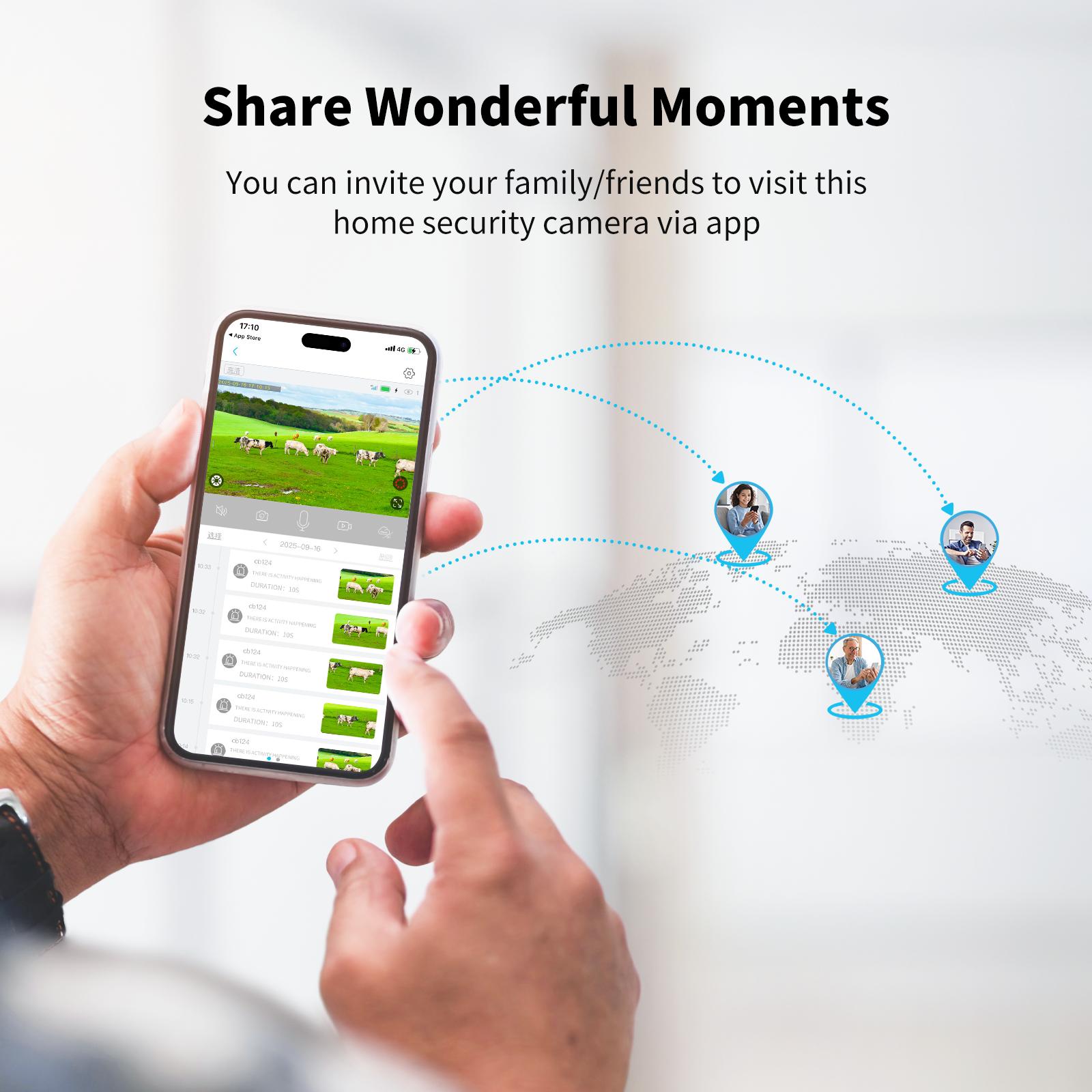 4G LTE Wireless Solar Powered Security Camera CB114S – 2K HD Live View 360° Coverage, No WiFi, Remote APP Controlled, WaterProof, Motion Activated, Night Vision, Outdoor, Data refill is required for Unlimited 4G data usage