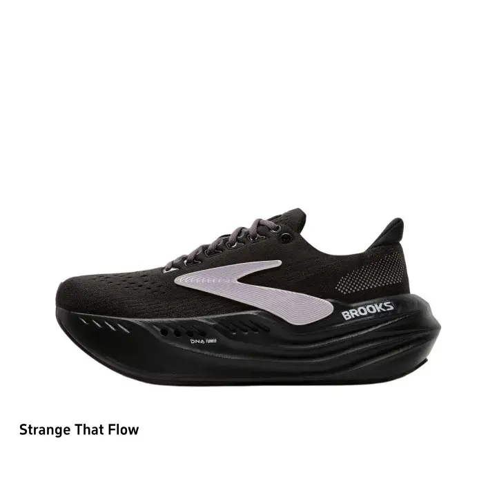Brand New Sealed Unisex Breathable Perforated Knit Mesh Running Sneakers Solid Black Dusty Lavender Contrast Ultra Thick Wave Sculpted Cushion Midsole Lightweight Shock Absorbing Marathon Long Distance Jogging Athletic Shoes with Original Shoe Box