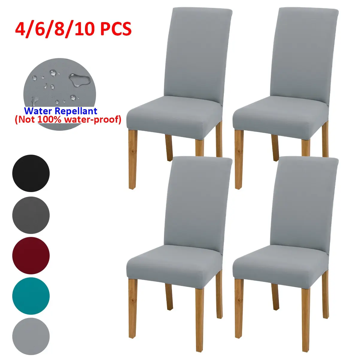 4 Piece Set Elastic Chair Covers, Durable Spill-Resistant Seat Protectors, Easy Installation, Home & Office Use, Multiple Colors Available, Stretch Chair Slipcovers, Seat Covers For Dining Room Chairs