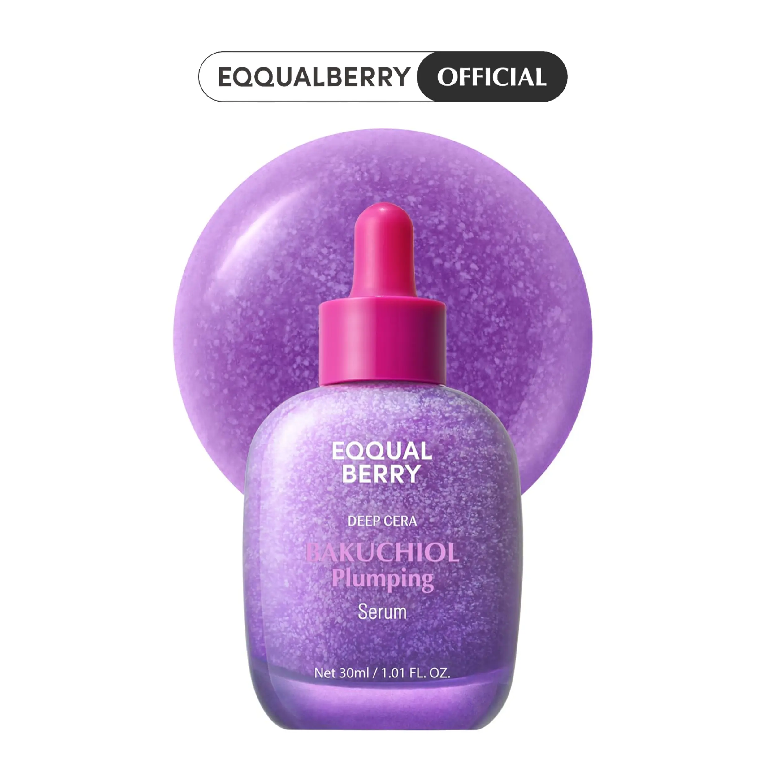 EQQUALBERRY Bakuchiol Plumping Serum – Pore and Wrinkle Minimizer | Retinol Alternative for Sensitive Skin | Enhances Firmness and Elasticity with Ceramide, 1.01oz / 30ml