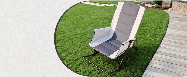 【Valentine's Day gift】ONBRILL Camping Chairs for Adults, Folding Outdoor Rocking Chair with Foot Rest, 330 lbs Capacity, for Lawn, Sport Events