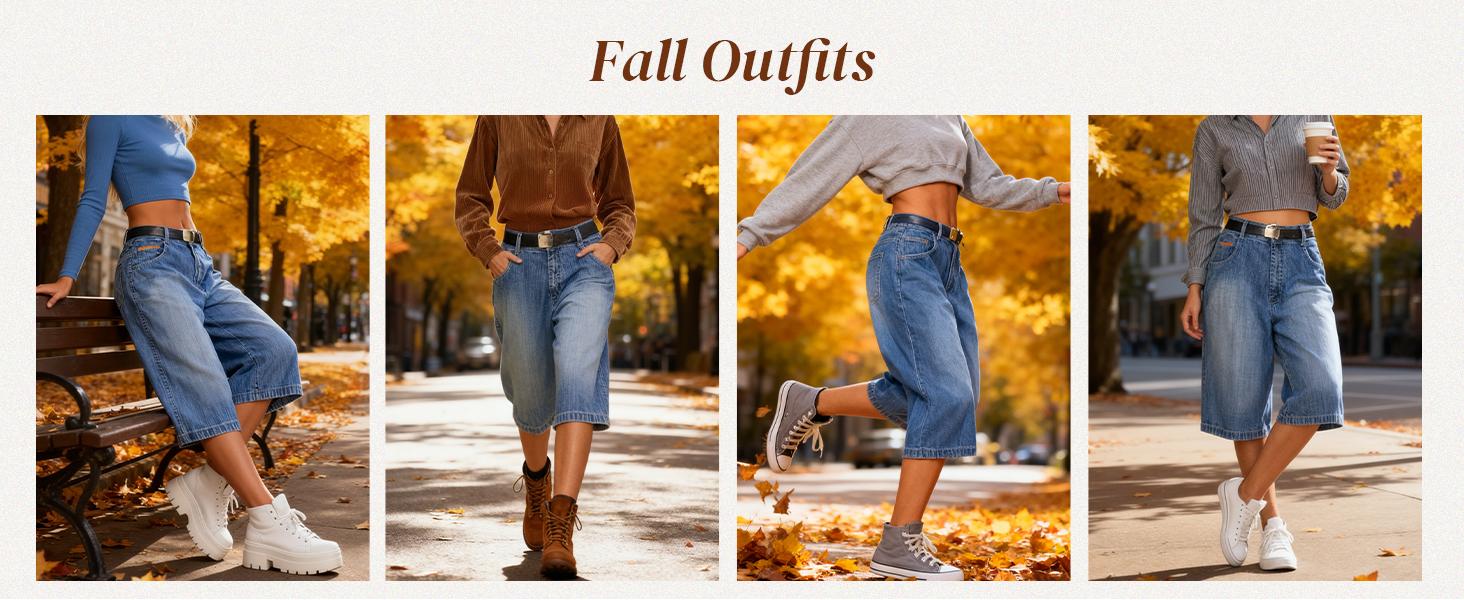 EMMIOL Baggy Jorts for Women Wide Leg Denim Shorts Y2k Mid Rise Bermuda Streetwear Boyfriend Jean Shorts with Pockets