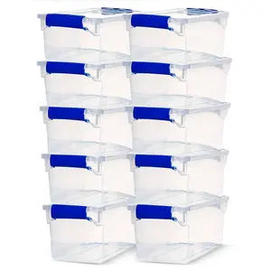 Homz 7.5 Quart Secure Latching Clear Plastic Stackable Storage Container,10 Pack